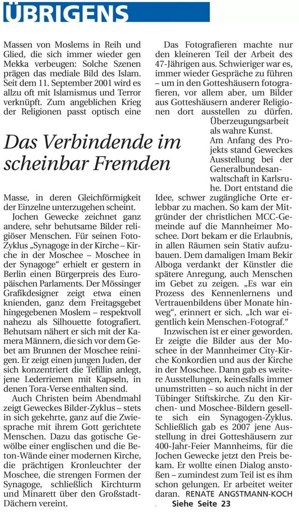 Schwäbisches Tagblatt, 10.11.2009